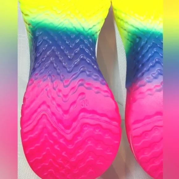 SHOES Women Sneakers Rainbow White Lightweight Casual Shoes Size 7 - Picture 9 of 13